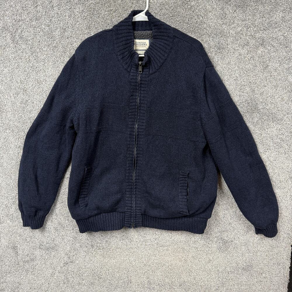 Boston Traders Zip Cardigan Sweater XL Sherpa Fleece Grandpacore Quiet Luxury